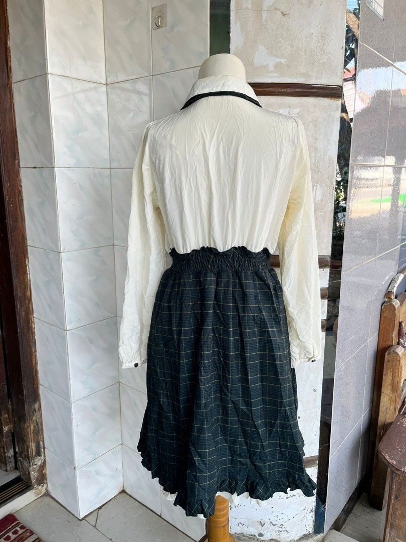AXES FEMME CHECKED DOCKING BLOUSE DRESS VINTAGE JIRAIKEI LOLITA