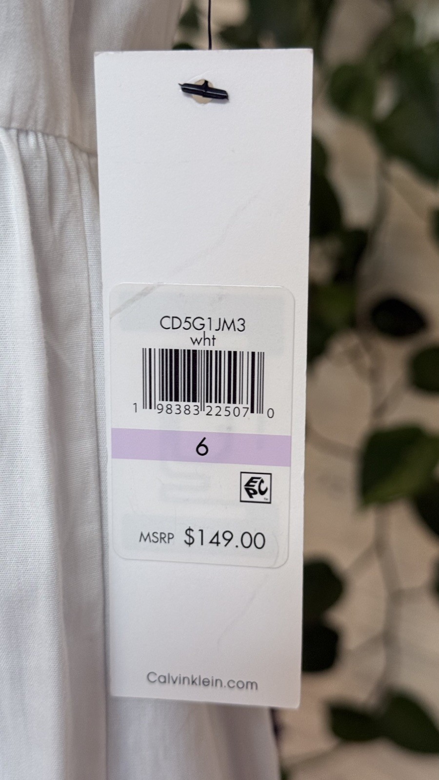 Calvin Klein White Collared Button Short Sleeve Maxi Shirt Dress 100% Cotton 6