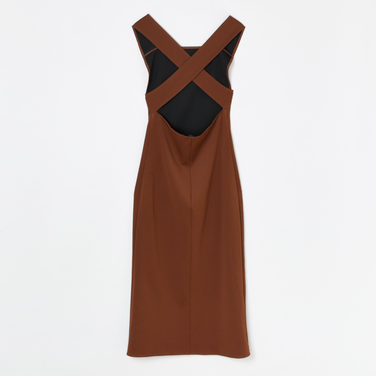 Calvin Klein Collection Brown Cross Strap Open Back Midi Sheath Apron Dress S