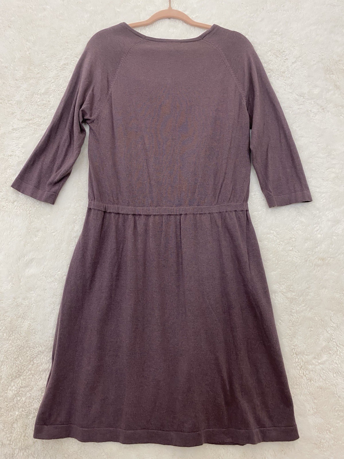 Lilla P Womens Draped Neck Cashmere Blend Mini Sweater Dress Size Large $198