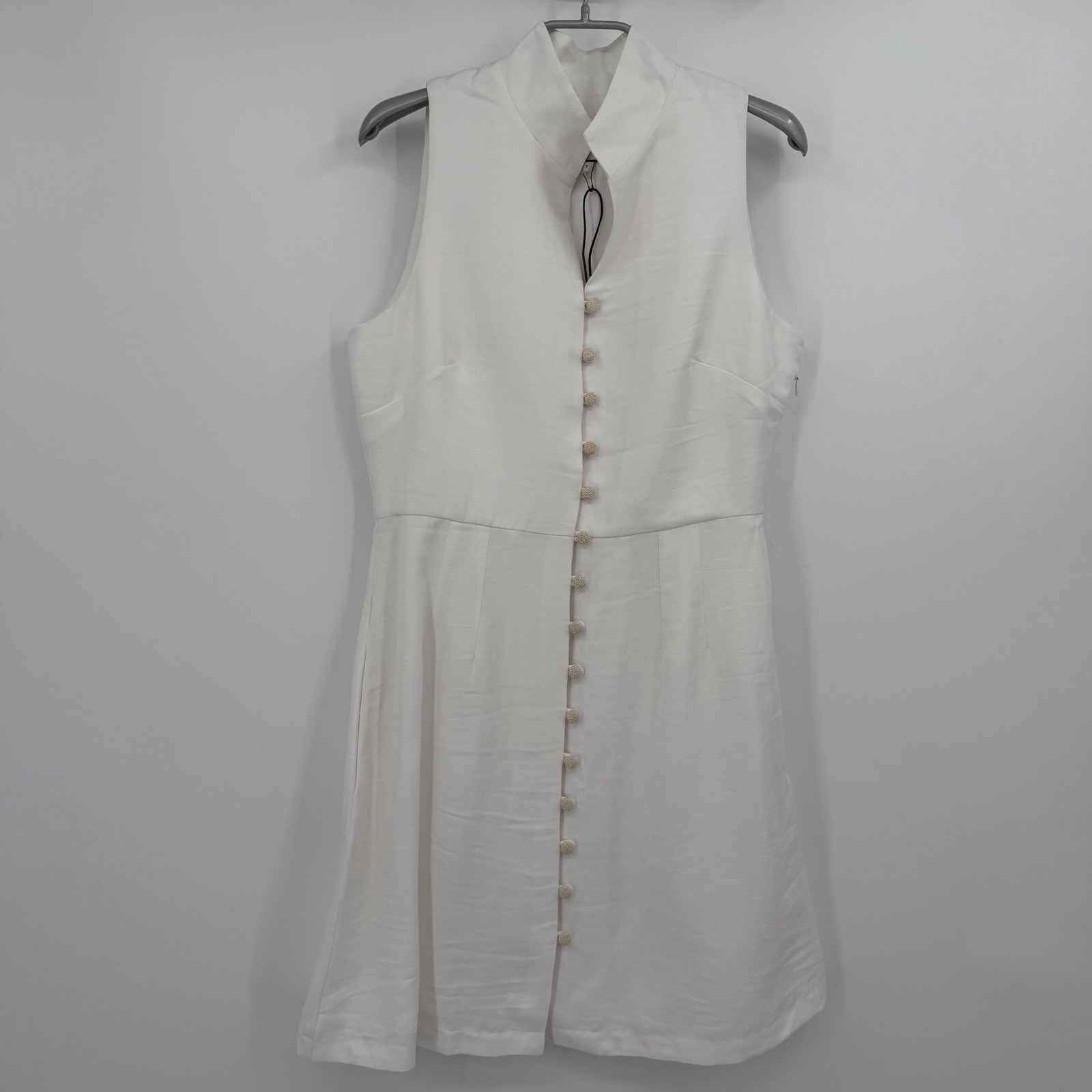 Tuckernuck White Linen Leighton Mini Dress S Women’s Sleeveless Mandarin Collar
