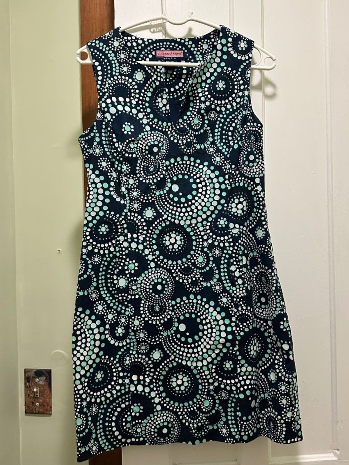 Vineyard Vines Womens Sheath Dress Size 8 Sleeveless Blue Lined