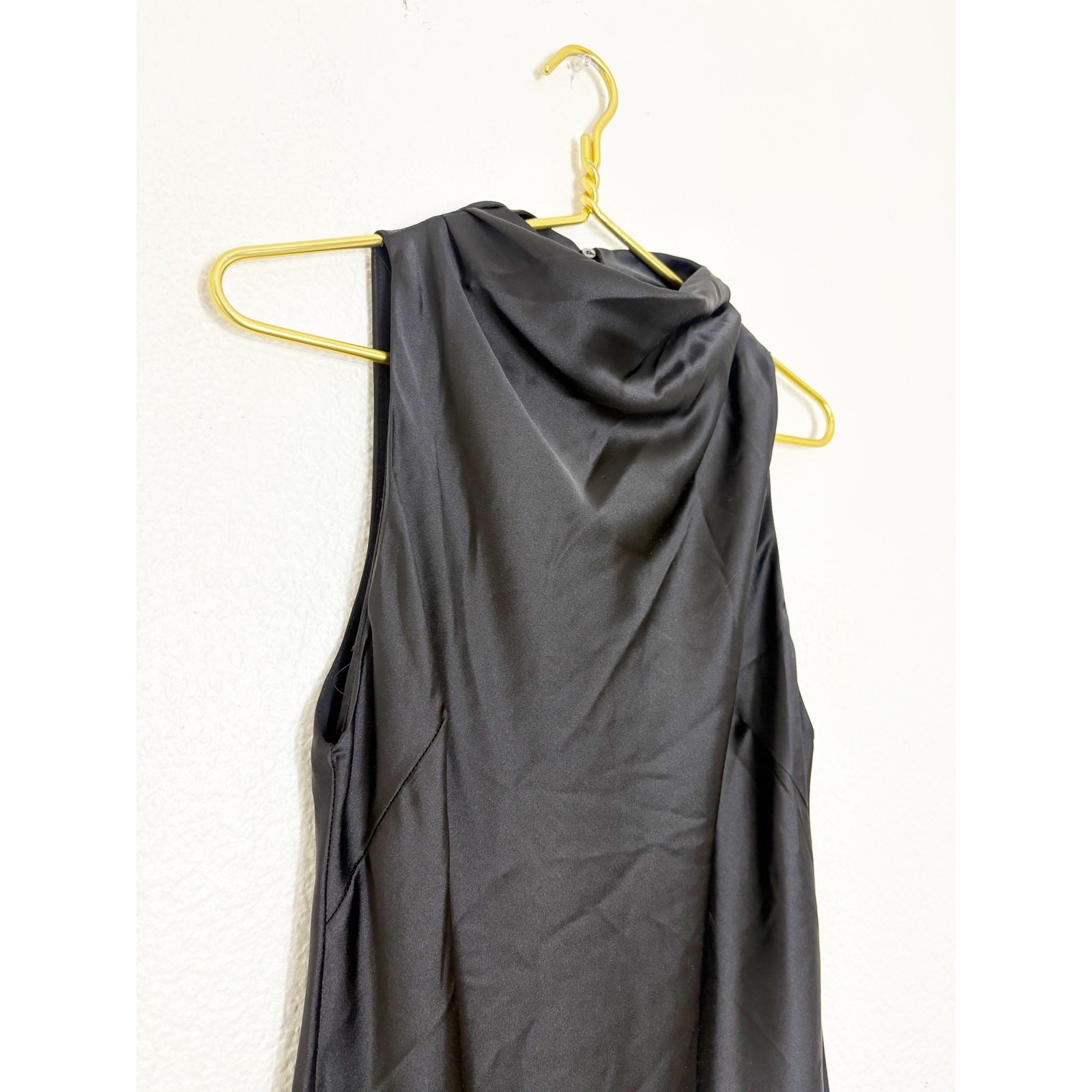 Zara Black Satin High Neck Midi Slip Dress Size Medium 8848/748 Cocktail Party