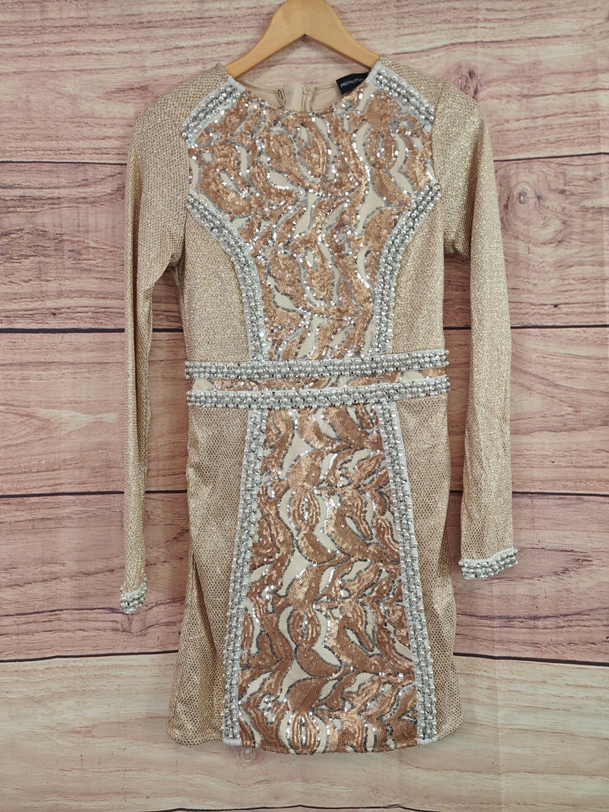 PRETTYLITTLETHING Size 8 Sparkly Party Dress Beaded Sequins