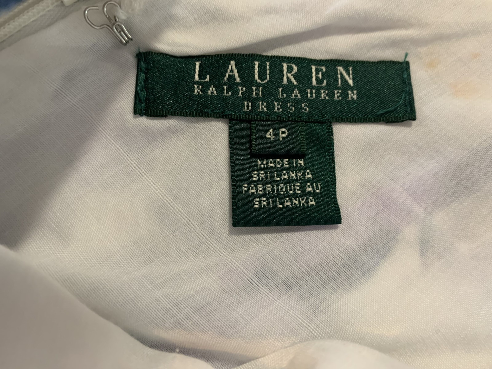 NWT RALPH LAUREN Dress White Purple Green Cotton Sleeveless V Neck Zipper 4P