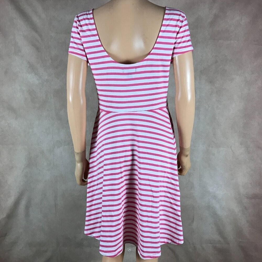American Living Pink Striped Cotton Fit & Flare Dress Medium