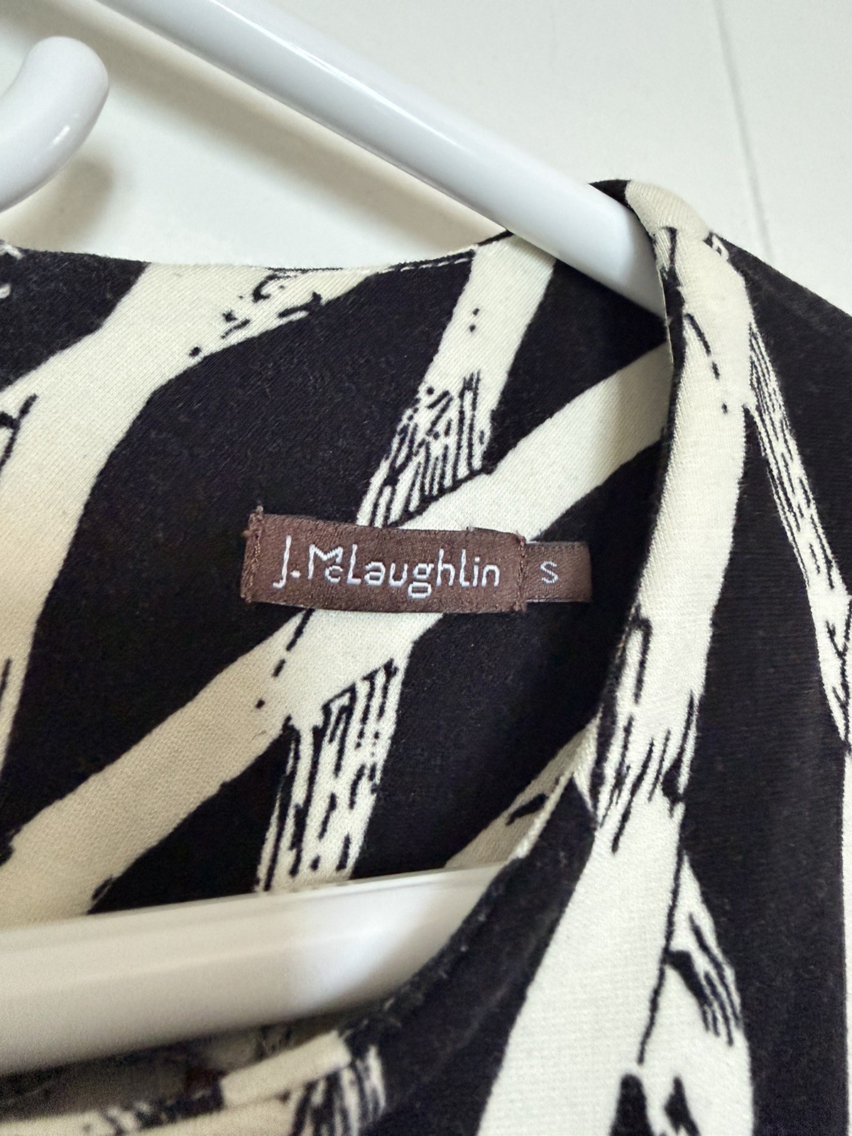J. McLaughlin Devon Sleevless Sheath Dress Black White Lattice Print S