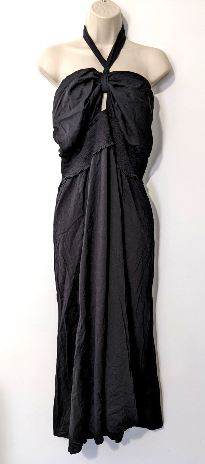 Old Navy Women’s Black Stain Fit Flare Halter Twist Neck Maxi Dress Size 4X EUC
