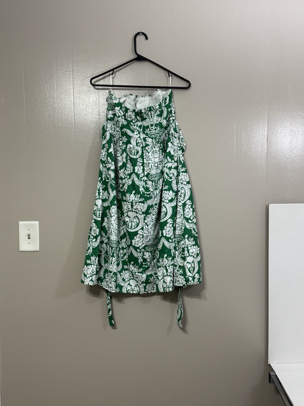 Ambiance Apparel Green White Flower Cotton Strapless Sundress Dress C92