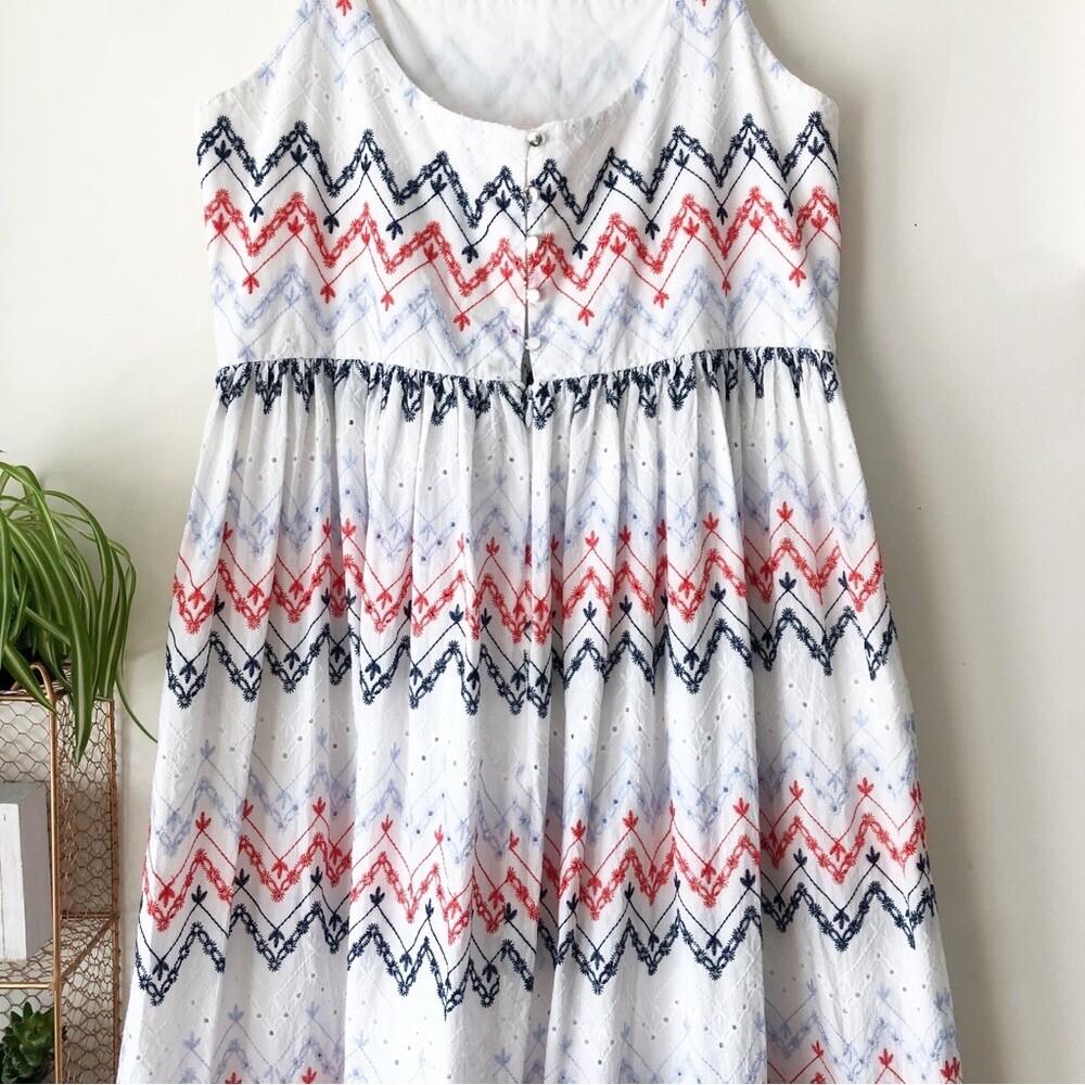 Sabina Musayev White Zig Zigzag Embroidered Fiji Dress With Pockets
