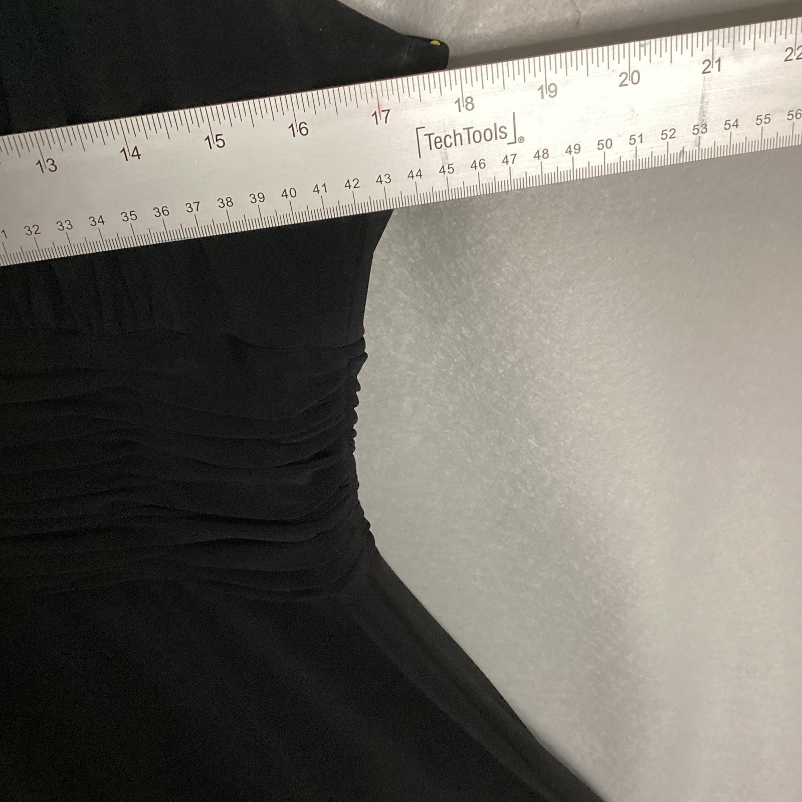 Evan-Picone Black Dress Size 12 – V-Neck, Rouched Waist, Full Skirt, Classy
