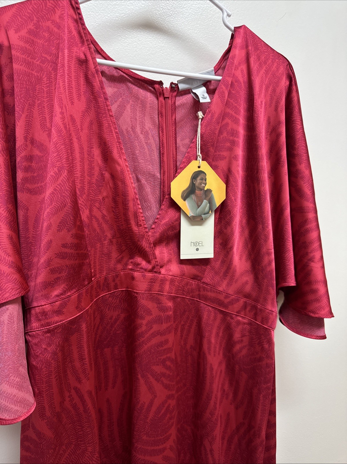 Fe Noel Target Maxi Dress Kimono Style Red Silk Fern Perfect 🤩 Summer Size 12