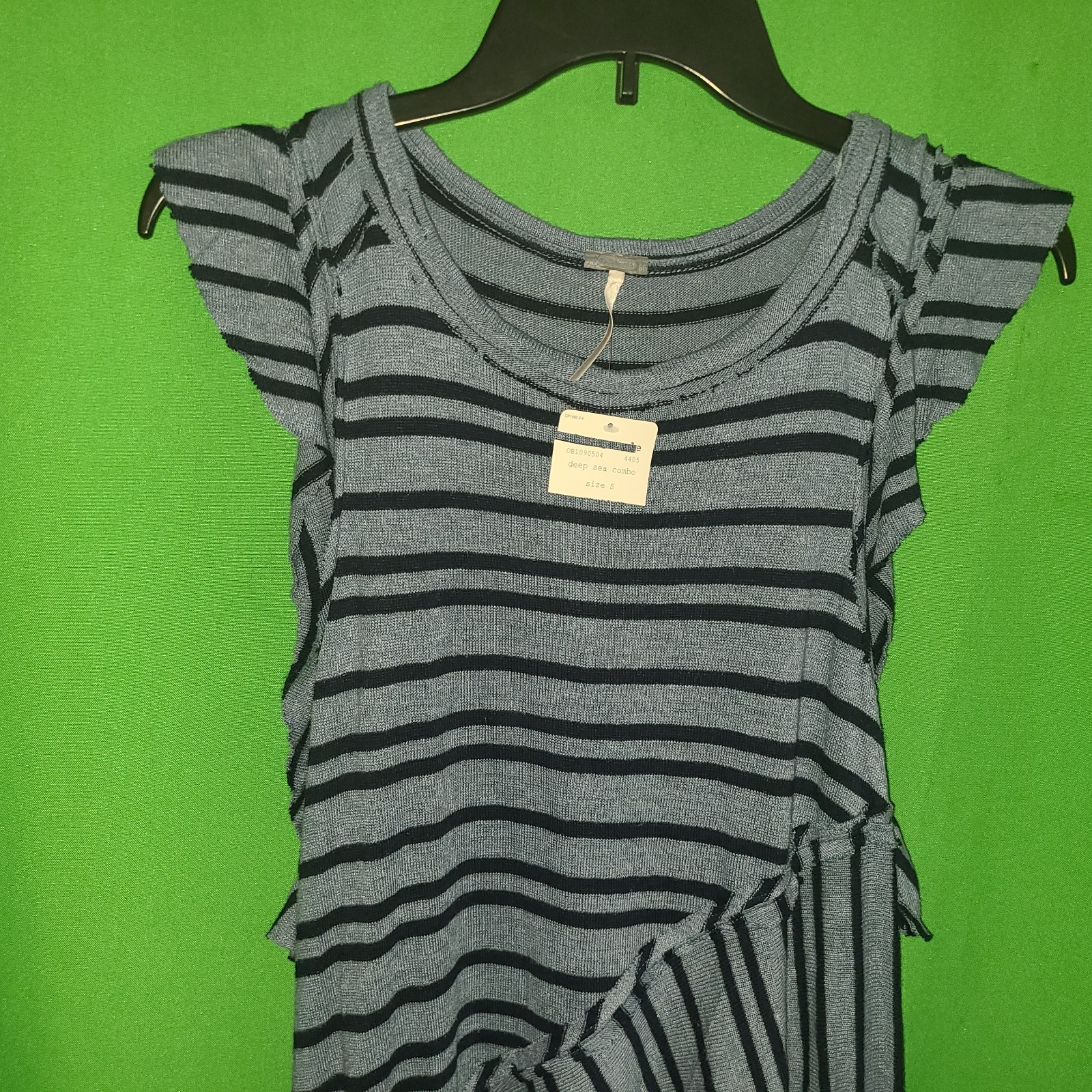 4920) NWT FREE PEOPLE small blue knit dress striped at knee new