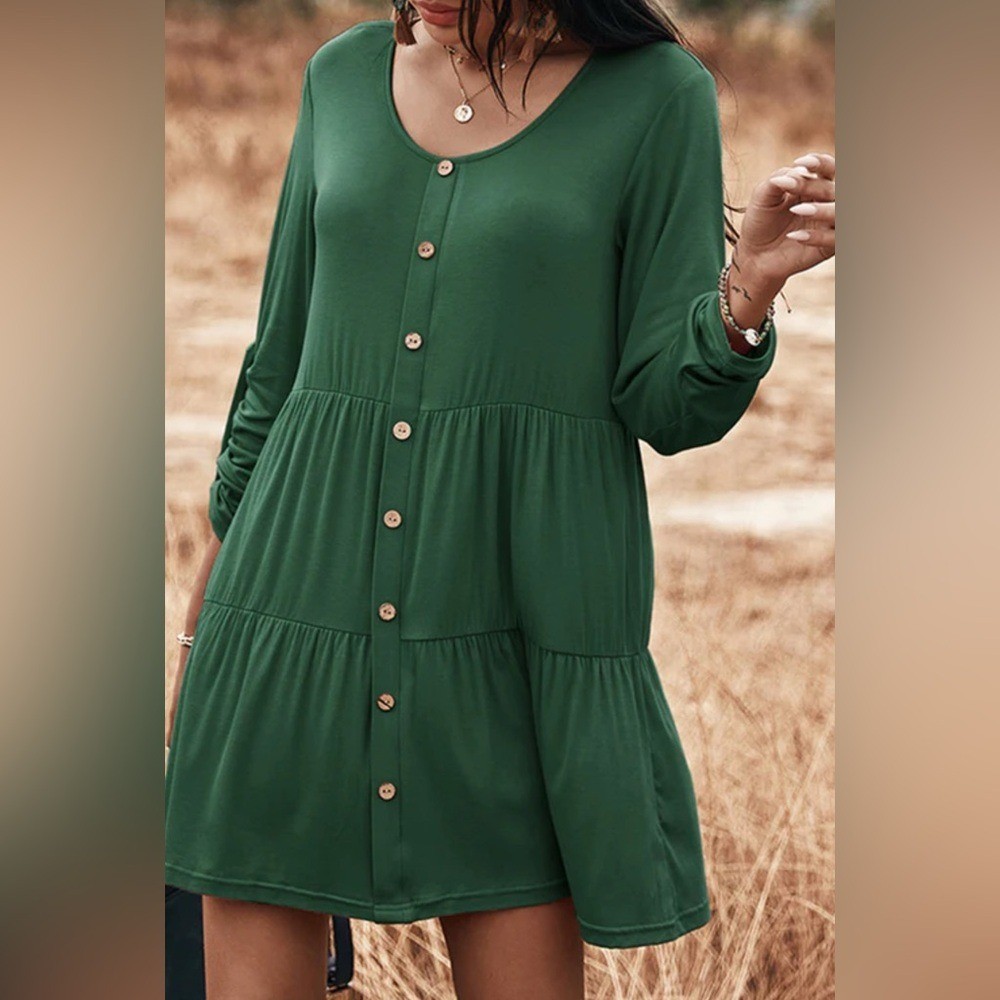 Green Button-Down Dress