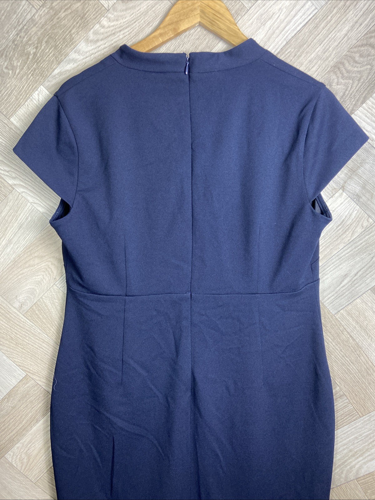 Calvin Klein Navy Blue Notched Neck Sheath Work Dress Women’s Size 14 Smart