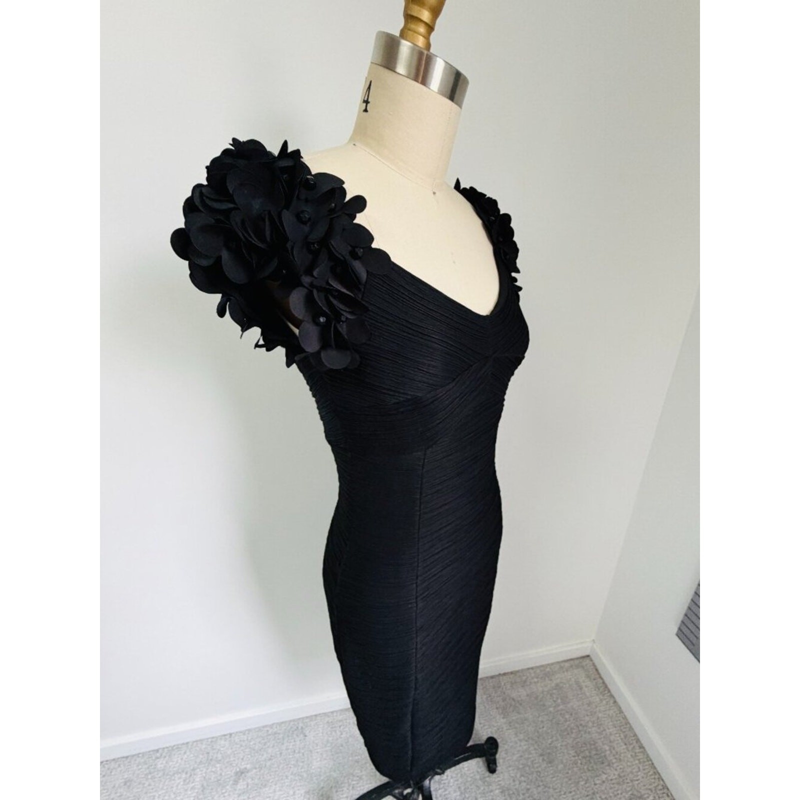 Fairycore/gothcore Cocktail Bodycon Floral Appliqué Dress, 4