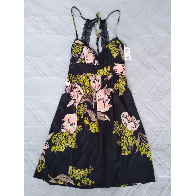 Babydoll Dress Vintage Slip Dress Charlotte Russe Floral Dress Black Pink NWT M