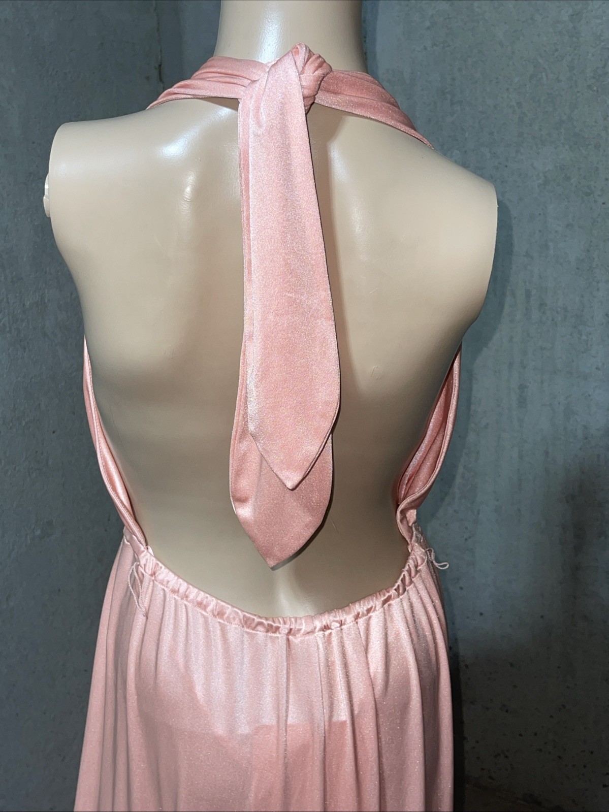 Halston Heritage Peach Salmon Pink Roman Halter Neck Long Maxi Dress Size US 6