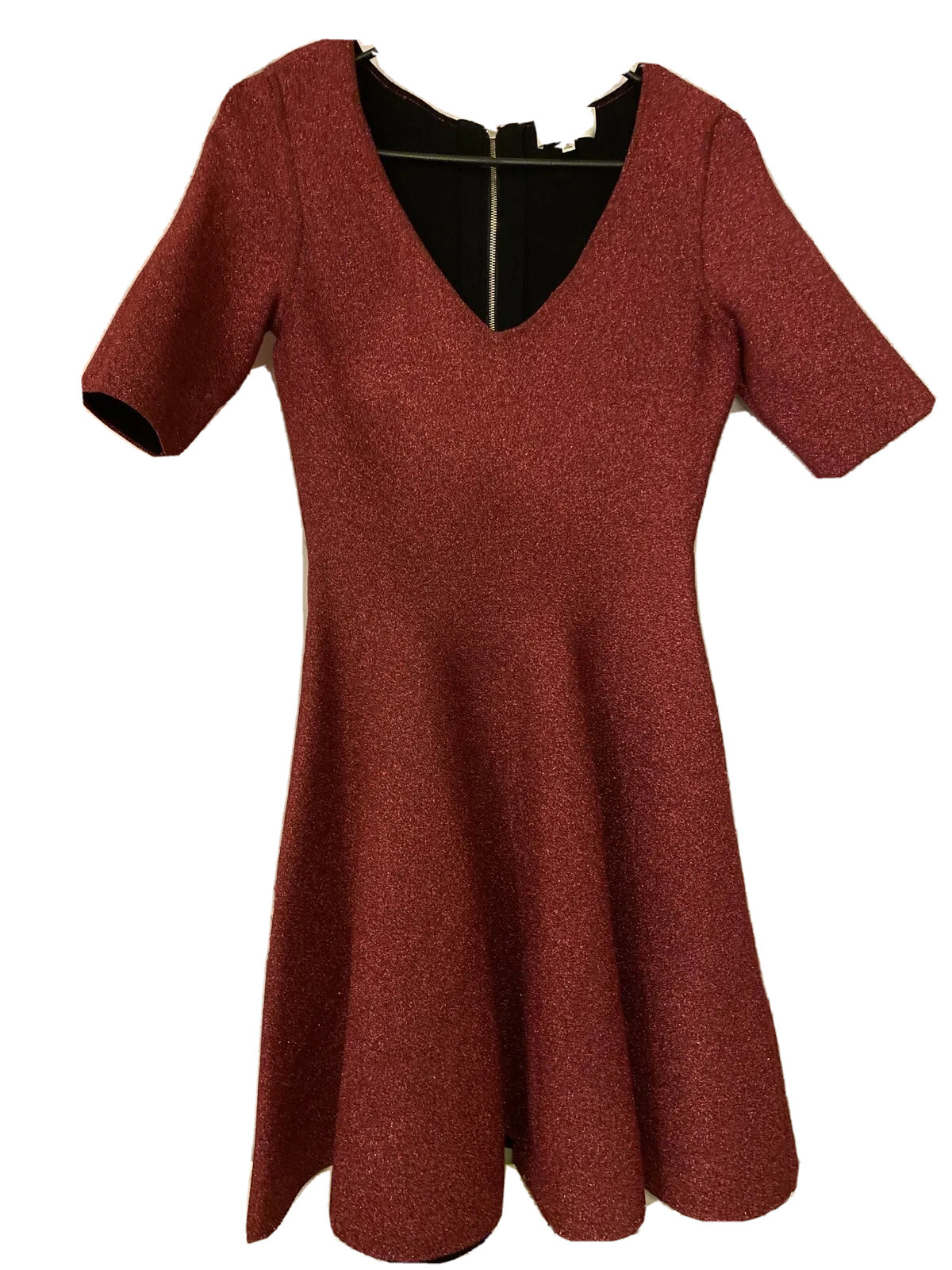 Milly Women’s Red Dress Small Stretch Flow Short Sleeve Blended Fabric