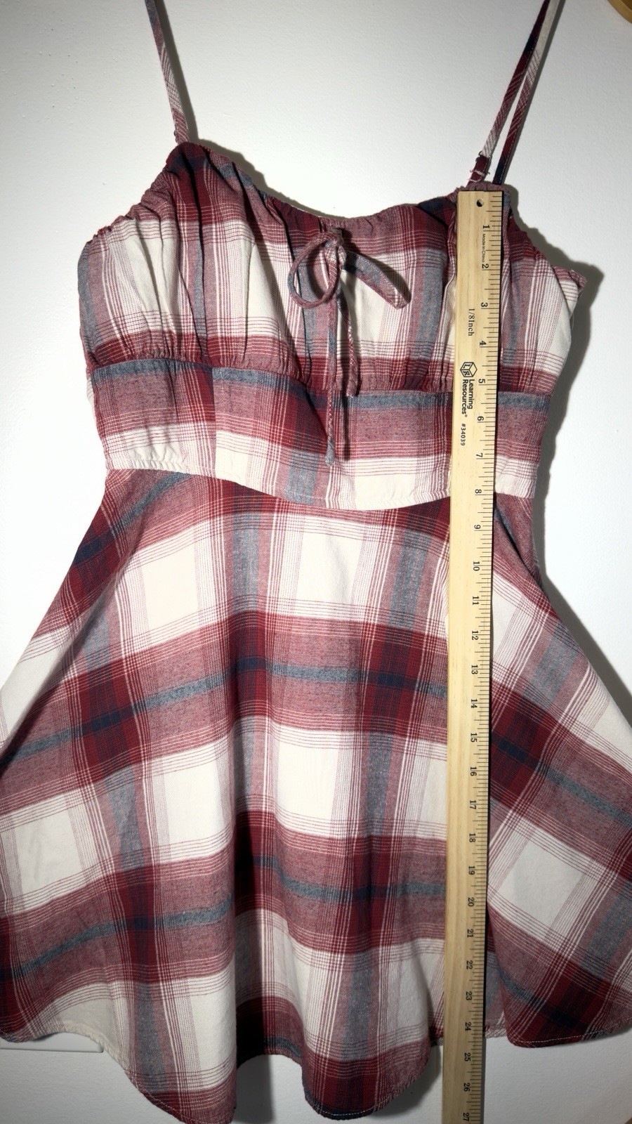 Forever 21 Plaid Mini Dress Red White Spaghetti Strap Size S