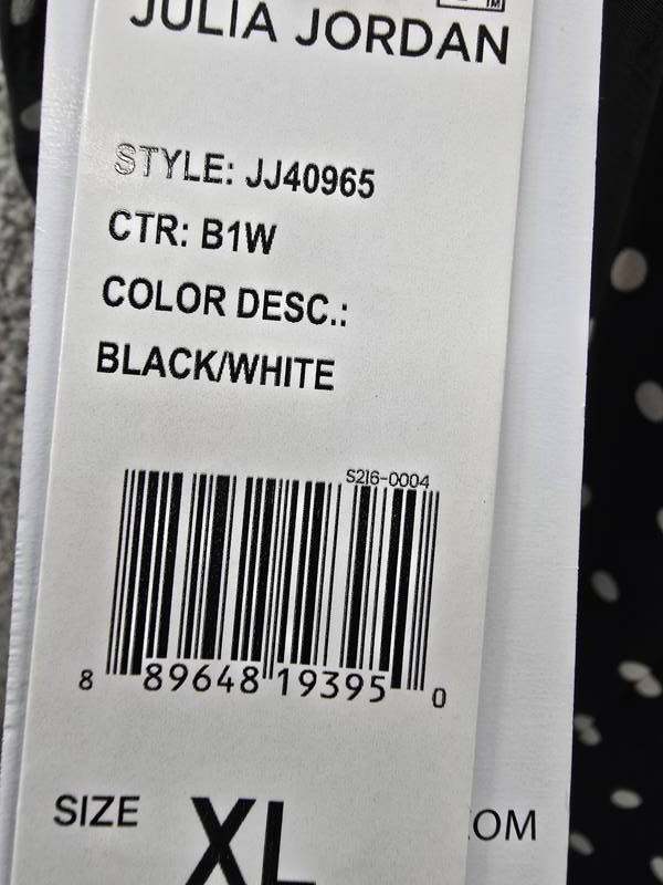 Julia Jordan Tie-Strap Ruffle-Tier Maxi Dress Women’s XL Black White Polka Dots