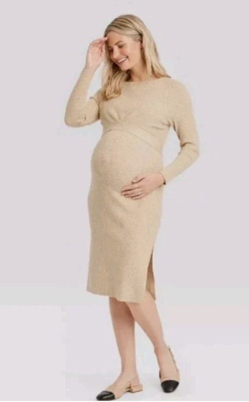 Long Sleeve Mini Maternity Wrap Sweater Dress Isabel Maternity by Ingrid 416-23