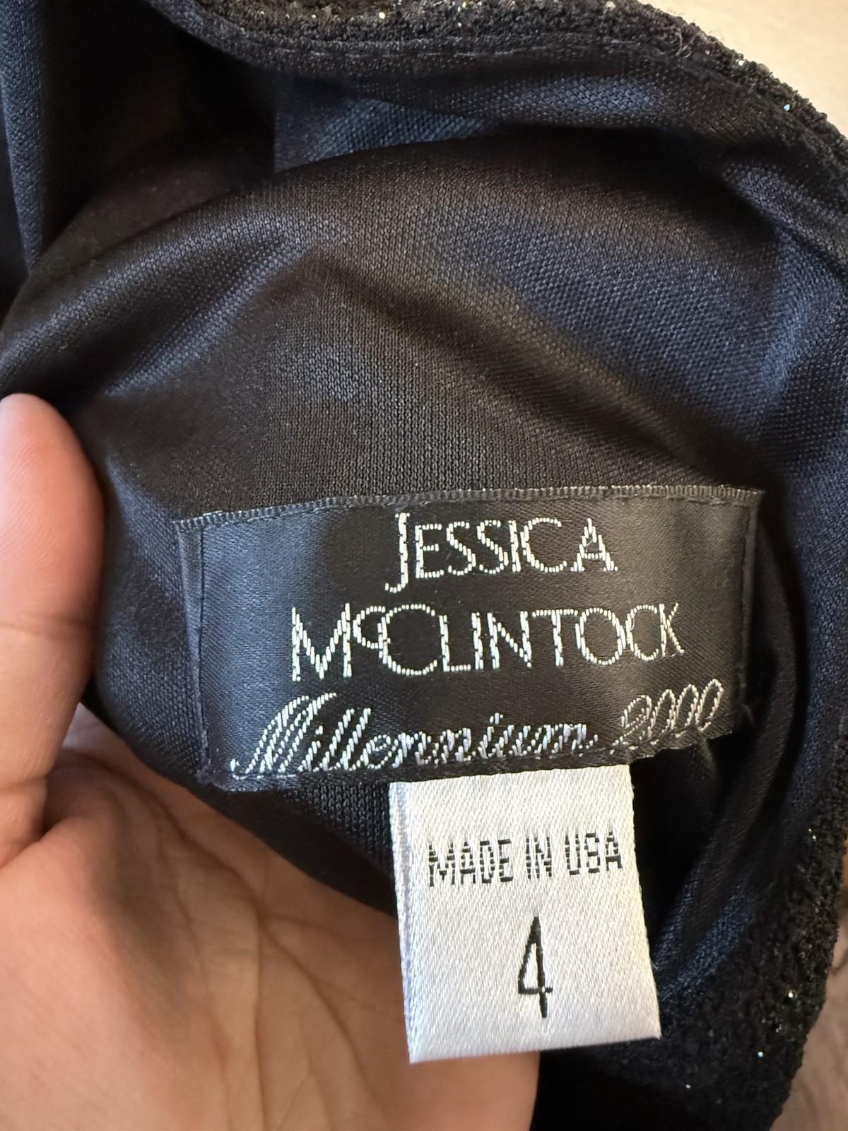 Vintage Y2K Jessica McClintock Millennium 2000 Black Sparkle Mermaid Gown Size 4