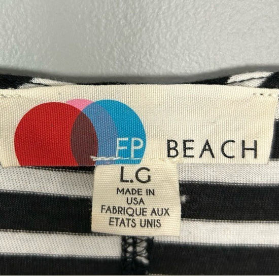 Free People Beach Striped Midi Dress Women’s Size L Stretch Knit Bell Sleeves