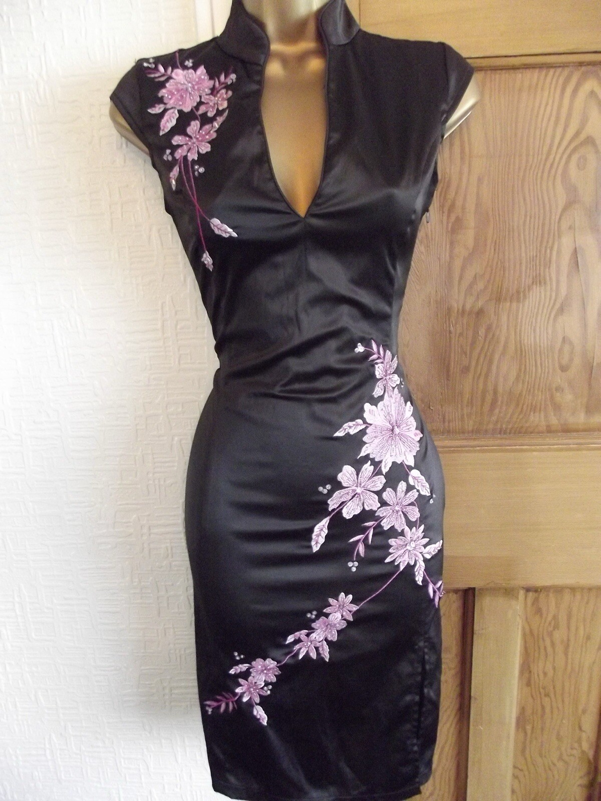 BNWT Jane Norman ❤️Black Oriental Chinese Mesh Party Dress 12 14 Pink Party