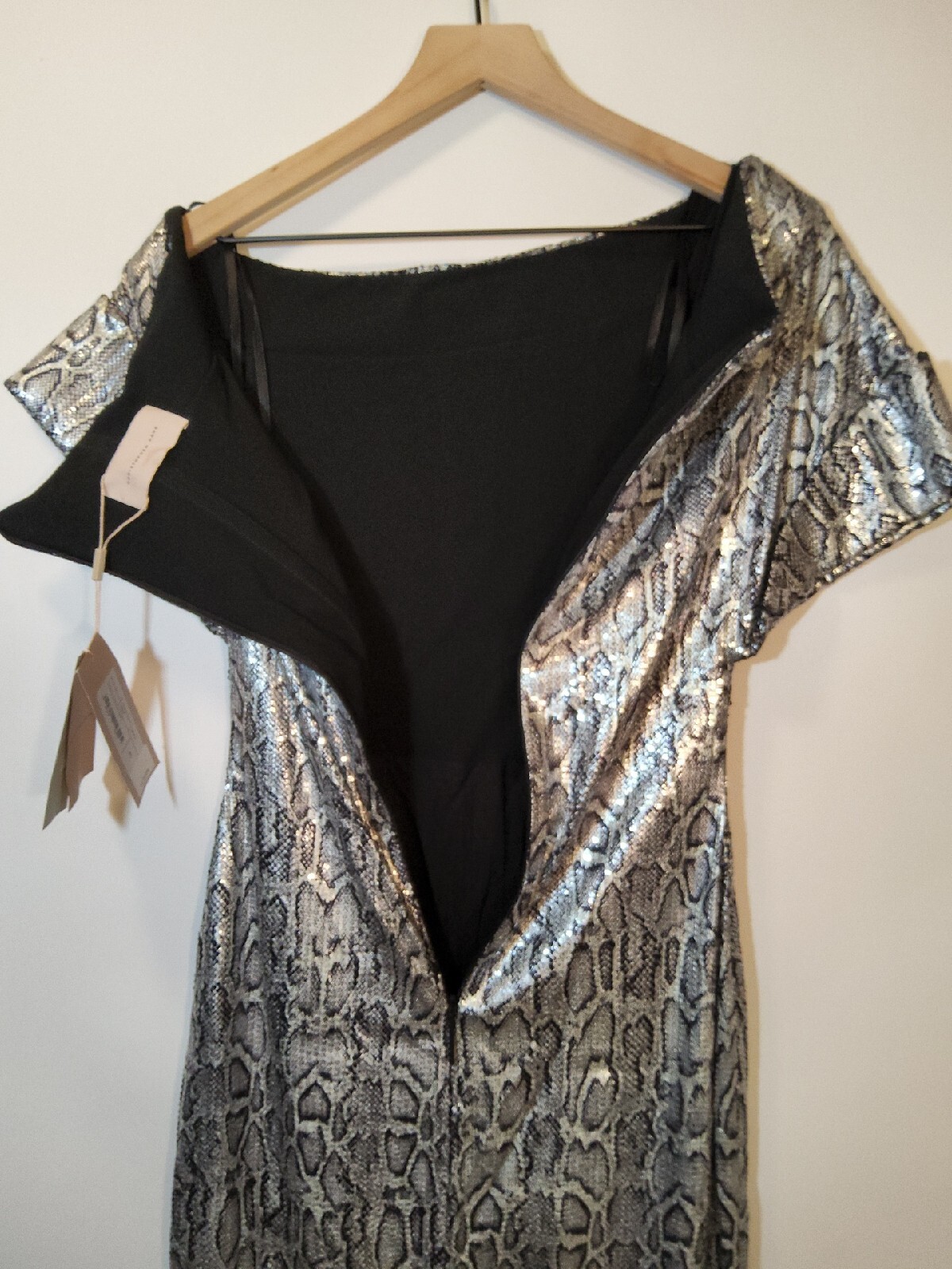 CHRISTOPHER KANE Asymmetric snake-print sequinned dress SIZE 40 US 8 $1395