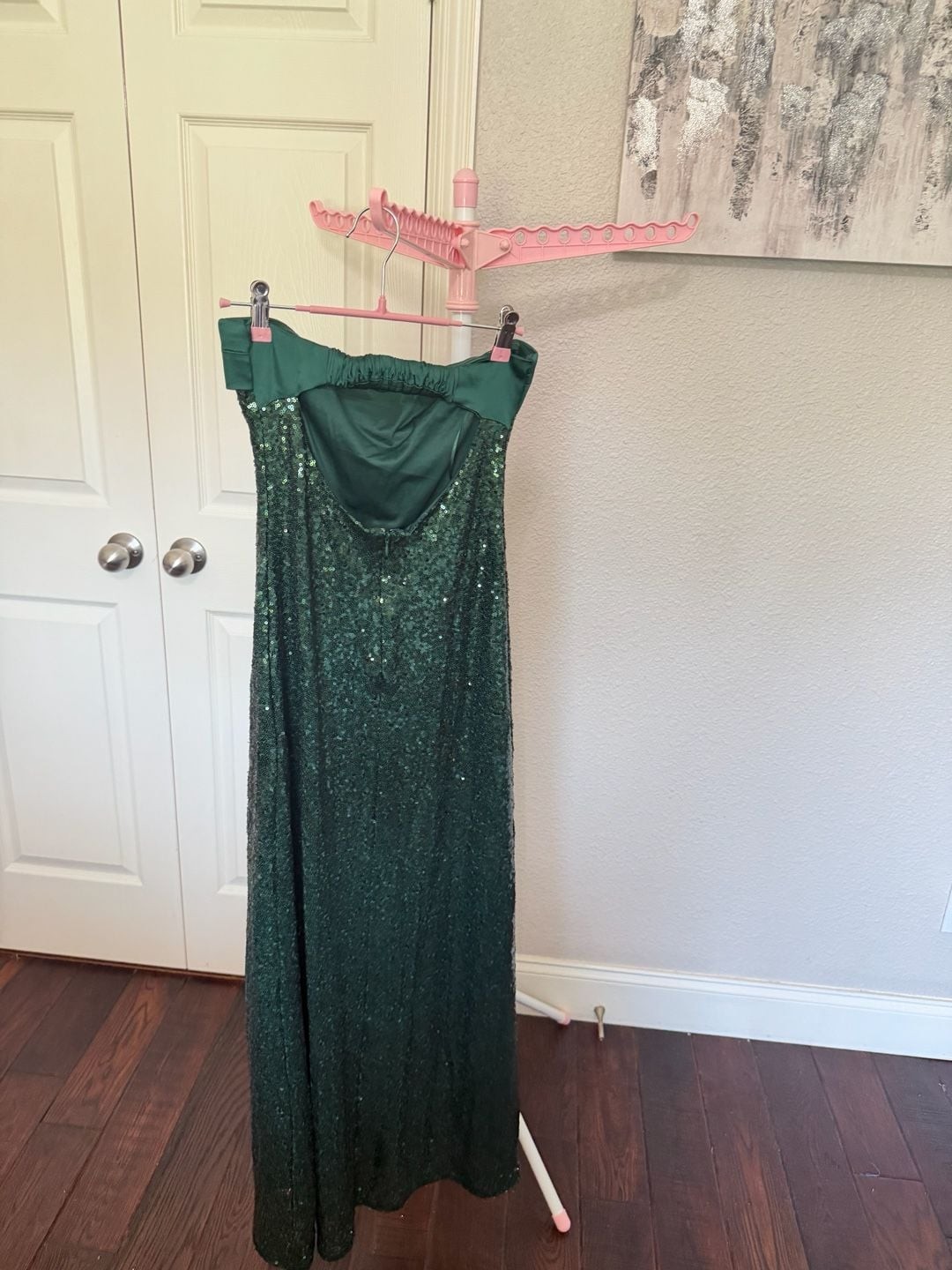 Altar’d State Strapless Sequin Maxi Dress in Hunter Green