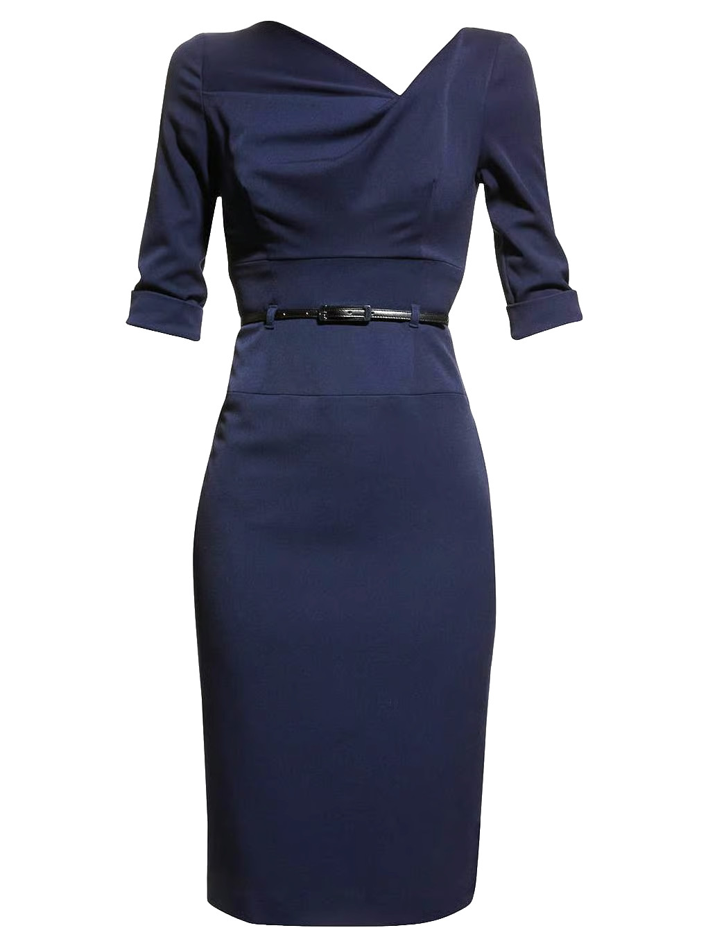 NWT Black Halo Jackie O in Eclipse Stretch Gabardine Belted Sheath Dress 2 $390