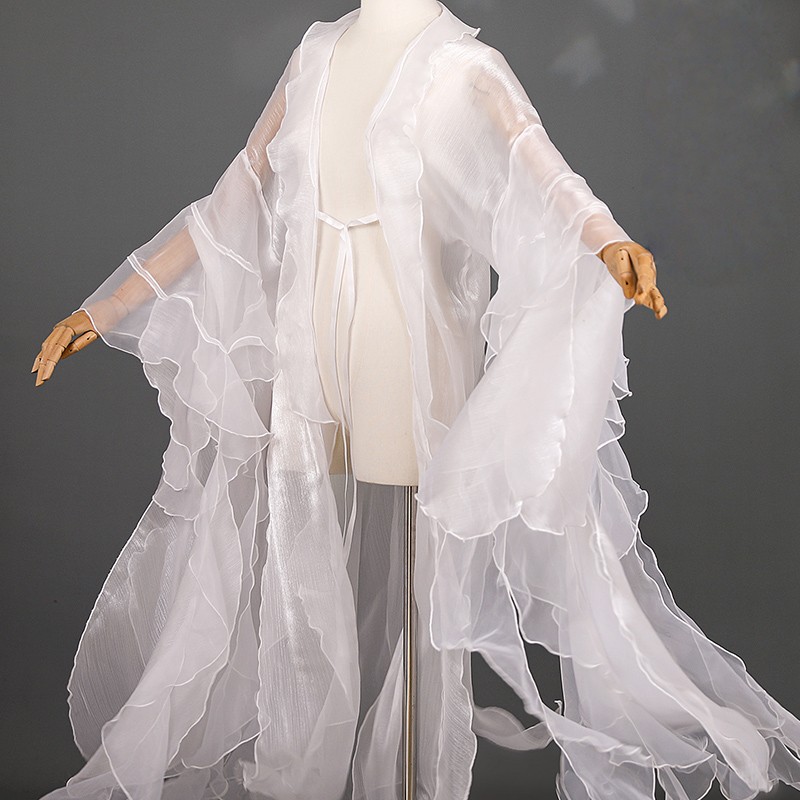 Fairy Hanfu Chiffon Cloak Cardigan Wide Sleeved Coat Wrinkled Chinese Costume