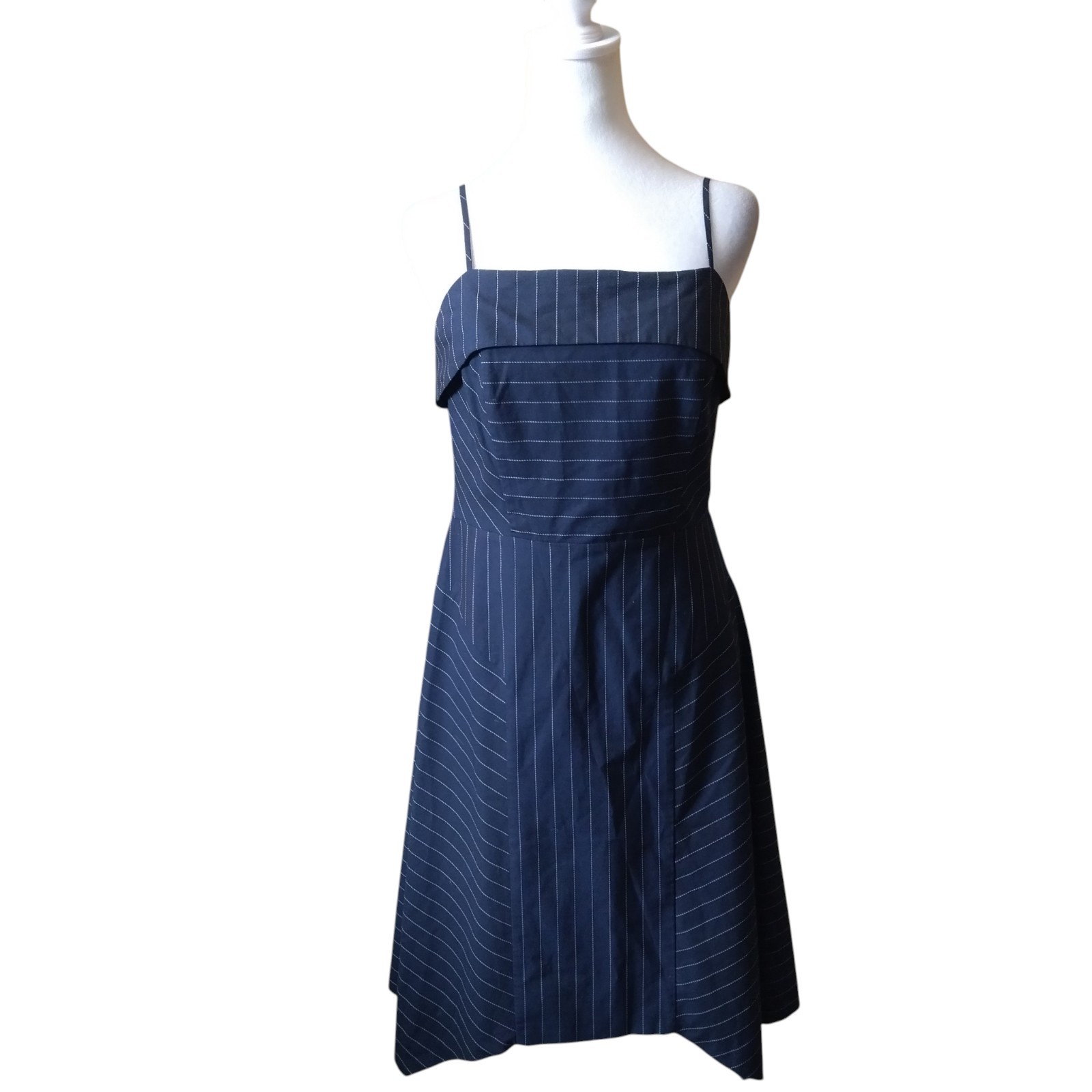 Banana Republic Size 4 Navy White Stripe Spaghetti Strap Nautical Preppy Dress