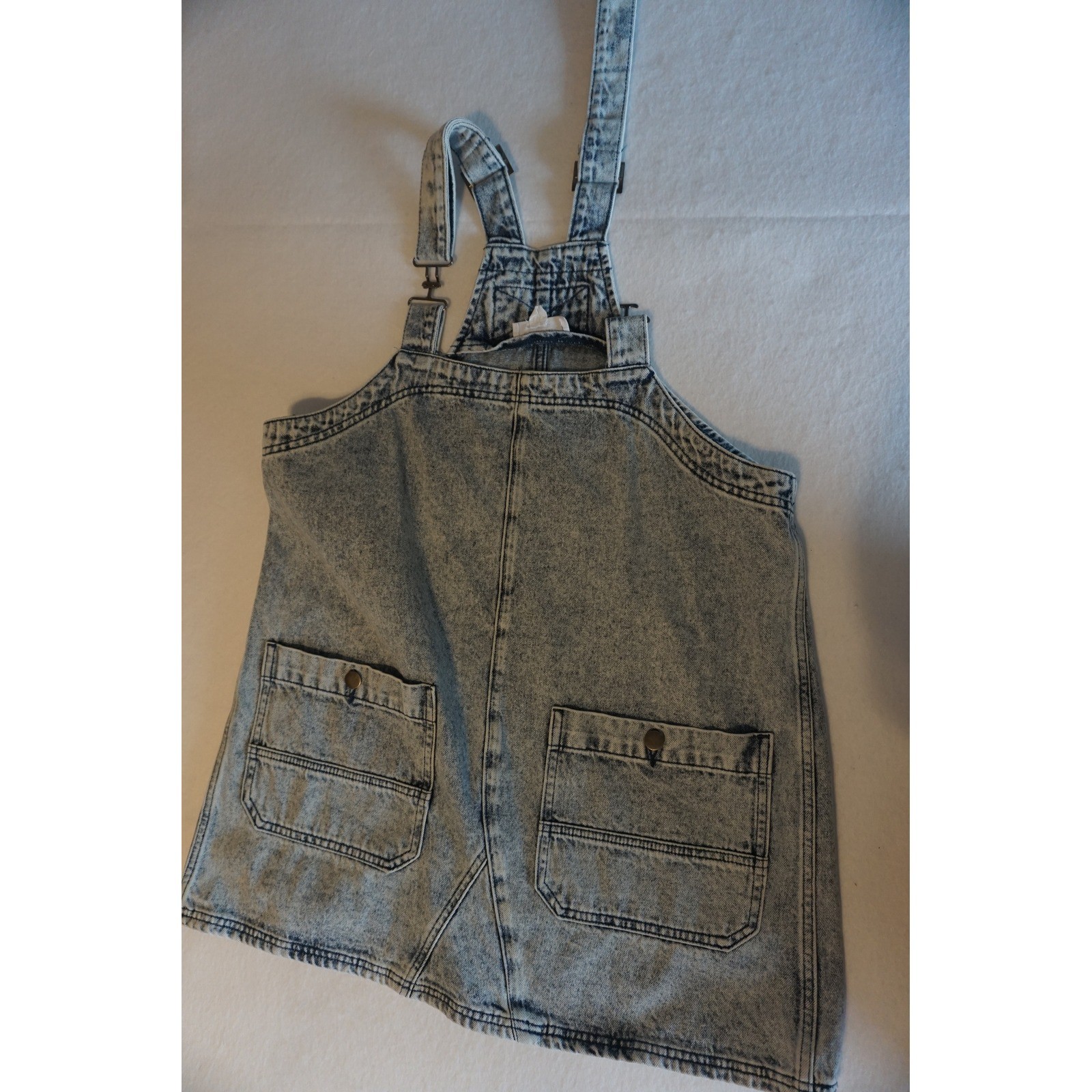 ee:some Los Angeles Womens Acid Wash Denim Pinafore Overall Dress Blue Size M
