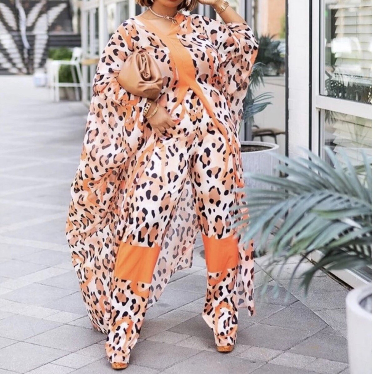LONG Chiffon Kimono Two Piece Pant Sets Available In Different Colors