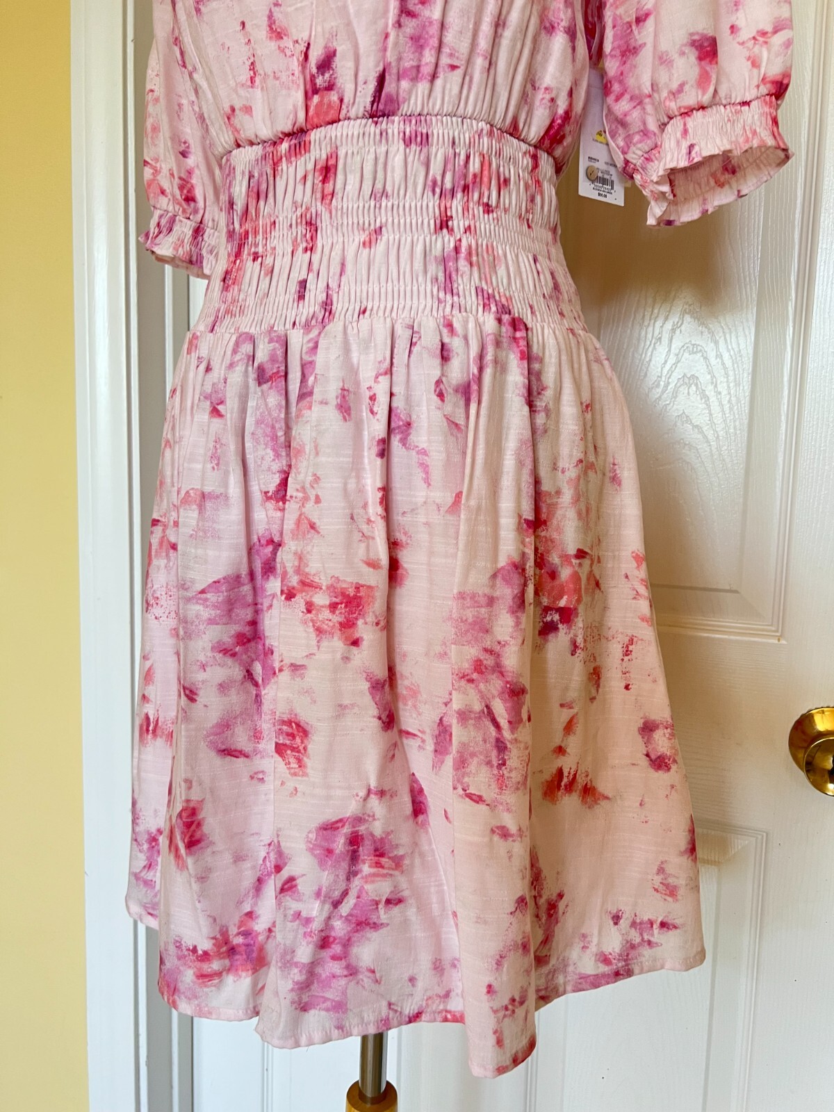 NINE WEST blouson mini dress size M pink