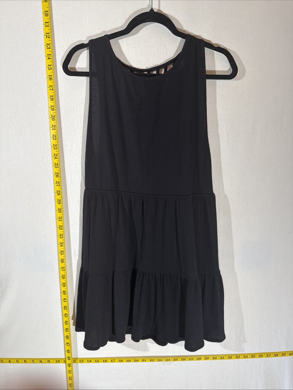 Billabong Small Black Gauzy Babydoll Layered Lattice Open-Back Cover Mini Dress