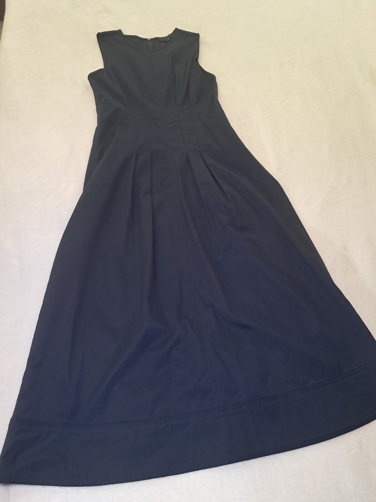 NWT J. Crew 2 Pintuck Midi Dress In Stretch Twill Navy Blue Sleeveless CD361