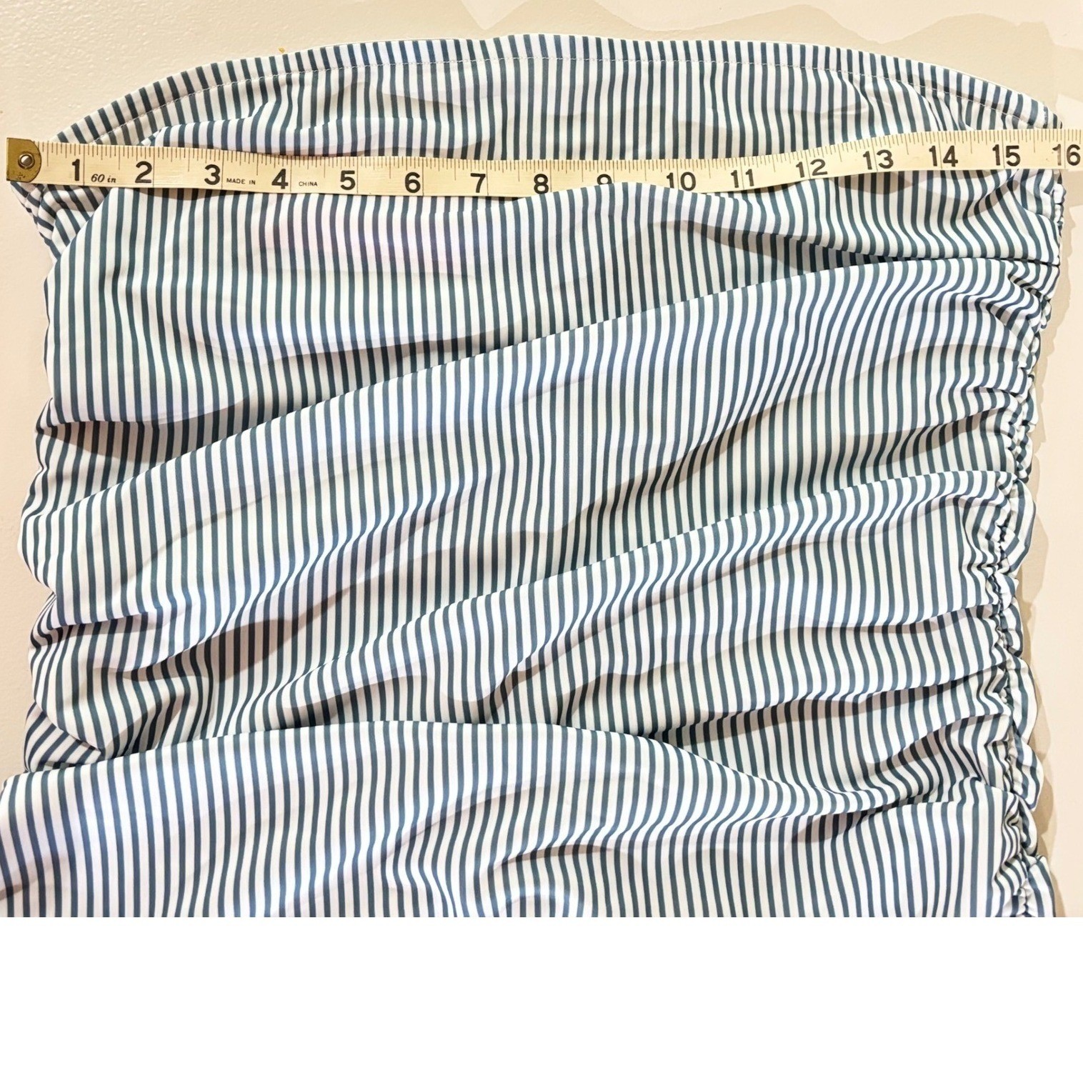 Edikted Blue White Striped Ruched Strapless Mini Dress XL S14489 NWT