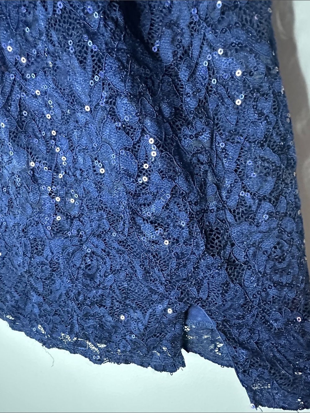 Crystal Doll Navy Sequin Lace Slip Dress size 13 NWT