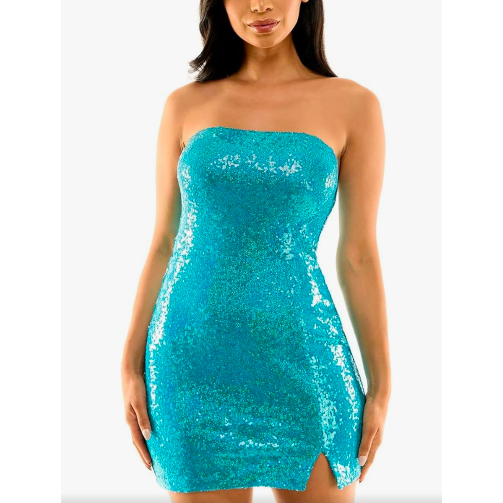 B.Darlin Womens Juniors Sequined Mini Cocktail and Party Dress Teal sz 11/12