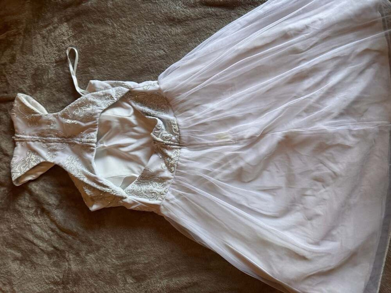 Xtraordinary White Glitter Embroidered Tulle Dress Size 3
