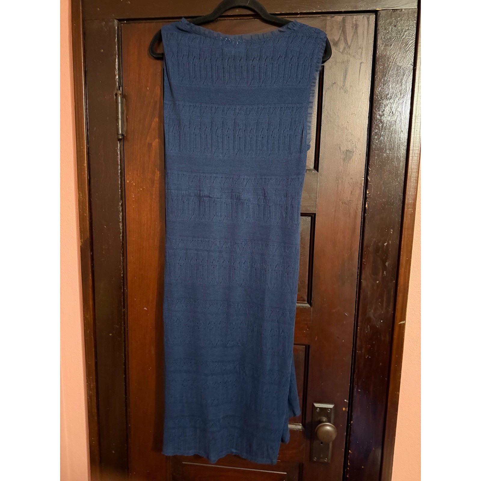 Simply Vera Vera Wang Navy Blue Pointelle Knit Sleeveless Drawstring Dress XL
