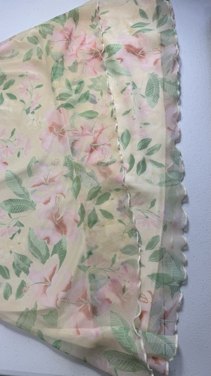 Vtg Floral Dress Sz 8-10 (M) Yellow Rococo Flowy Lined Pastel Fairy 90s Y2K