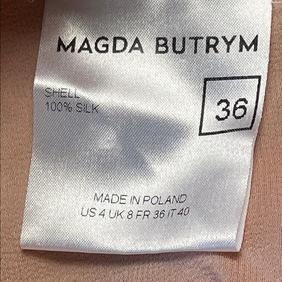 NWT Magda Butrym Tarragona Dress Ruffled Silk Satin Button Front Sz 36