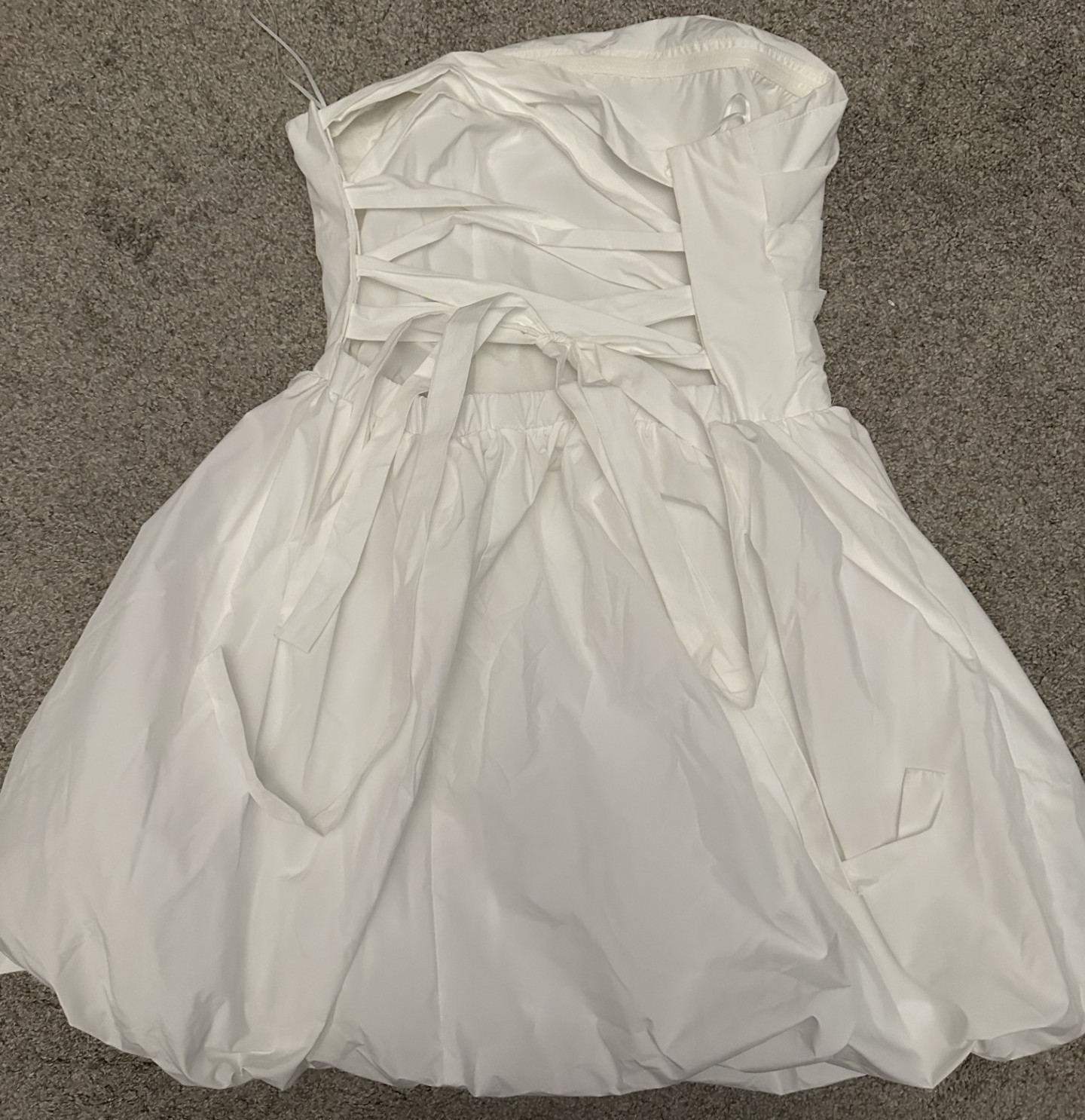 Amanda Uprichard White Stassie Bubble Hem Lace Up Dress XL