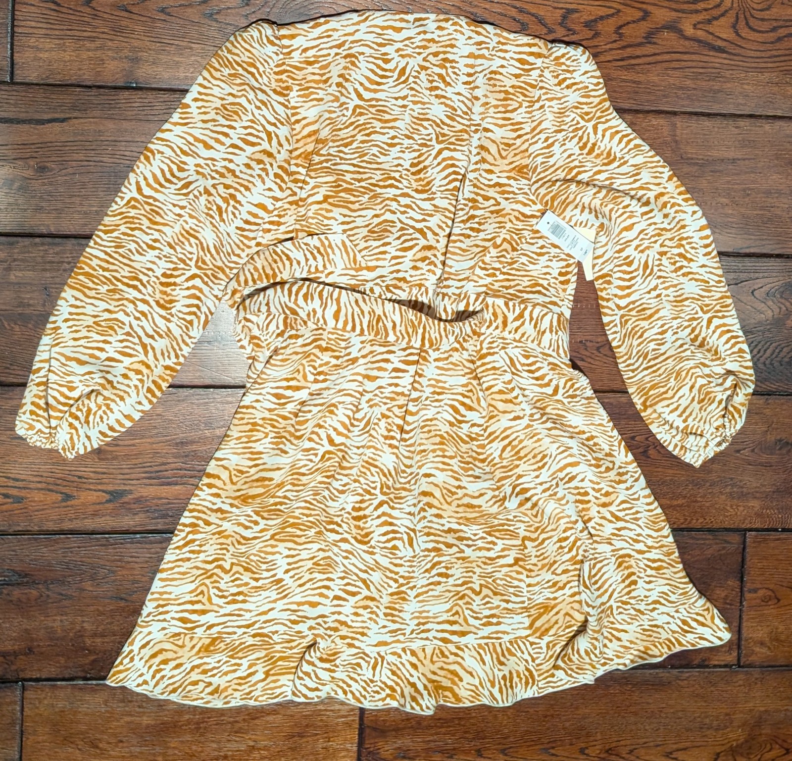 Aritzia Little Moon Julep Dress L/S Ruffle Wrap Dress Giselle Amber Earth S NWT