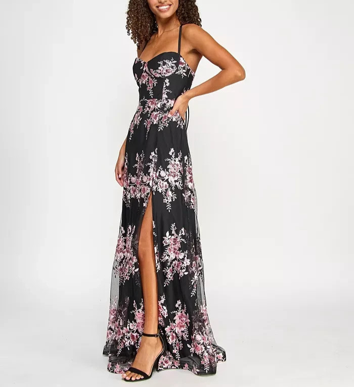 Violet Weekend Juniors’ Sequin-Embroidered Corset Gown $179 Size 9/10 # 14B 2514