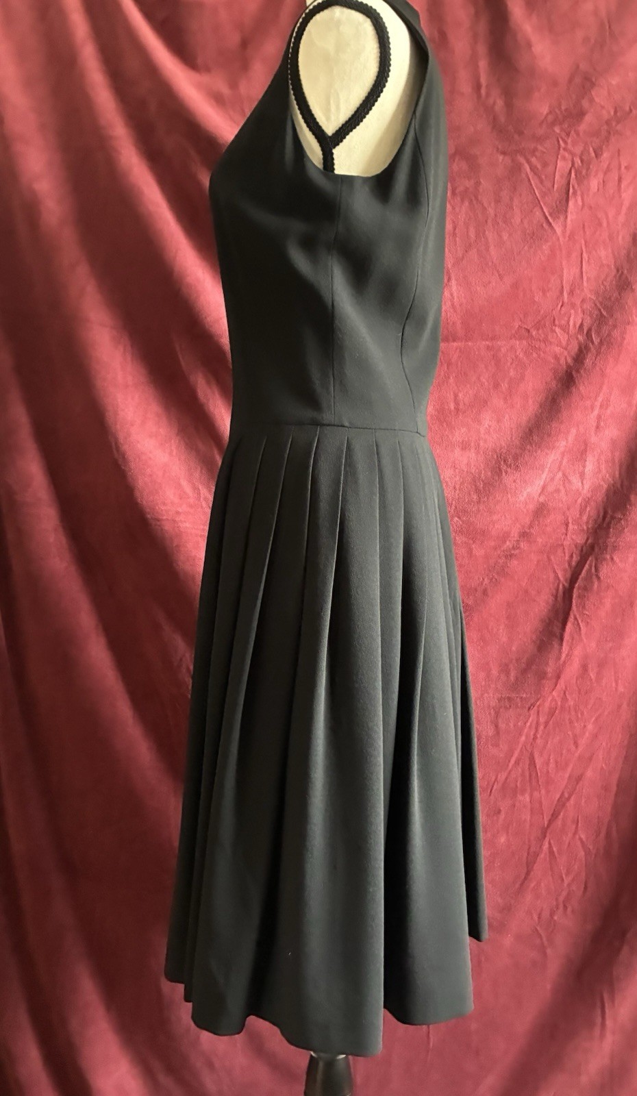 Ralph Lauren Collection Purple Label Black Dress Fit Flare Pleated Sleeveless 8